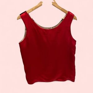Cute vintage silk reversible tank blouse 4 in one black red gold ivory 80’s-90’s